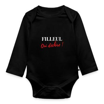Filleul qui déchire - Body Bébé bio manches longues - noir - Devant