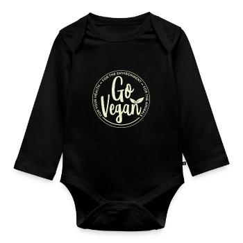 Go Vegan Drôle Veggie Santé - Body Bébé bio manches longues - noir - Devant