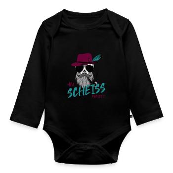 Boarischer Lausbua dialekt grantler - Baby Bio-Langarm-Body - Schwarz - Vorne