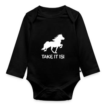 take it isi izse pour island cheval cavalières - Body Bébé bio manches longues - noir - Devant