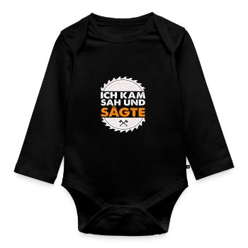 Holzfäller Ich Kam Sah und Sägte - Baby Bio-Langarm-Body - Schwarz - Vorne