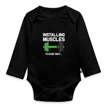 Muskel-Installation - Laden - Bitte warten Sie ... Fitne - Baby Bio-Langarm-Body - Schwarz - Vorne