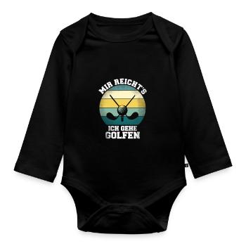 Golfen Golf spielen Golfspruch Minigolf Golfplatz - Baby Bio-Langarm-Body - Schwarz - Vorne
