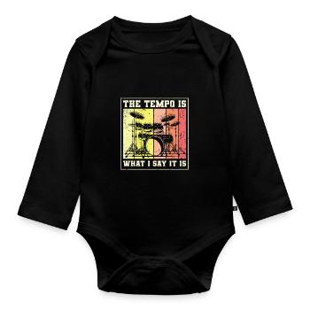 Vintage Rock Musik Schlagzeuger Drum RLRR LRLL - Baby Bio-Langarm-Body - Schwarz - Vorne