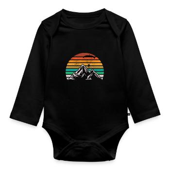 Parapente Canoe rétro Vintage - Body Bébé bio manches longues - noir - Devant