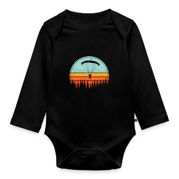 Parapente Canoe rétro Vintage - Body Bébé bio manches longues - noir - Devant