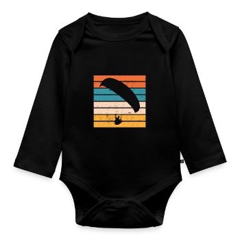 Parapente Canoe rétro Vintage - Body Bébé bio manches longues - noir - Devant