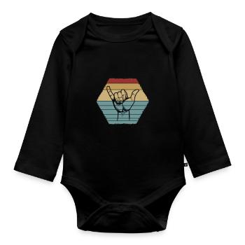 Surf shaka, surf design - Baby Bio-Langarm-Body - Schwarz - Vorne