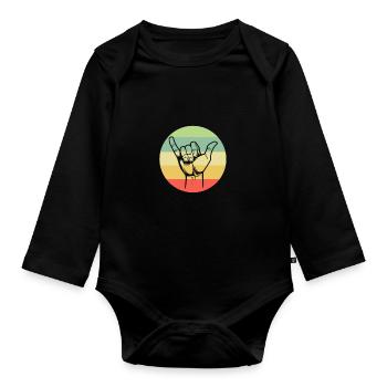 Surf shaka, surf design - Baby Bio-Langarm-Body - Schwarz - Vorne