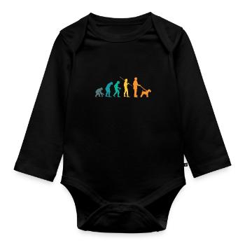 Airedale terrier Chien Vintage Retro Evolution - Body Bébé bio manches longues - noir - Devant