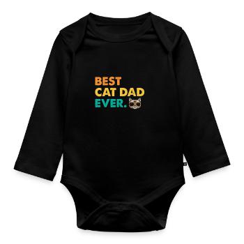 Vintage Best Cat Dad Daddy Retro - Organic Longsleeve Baby Bodysuit - black - Front