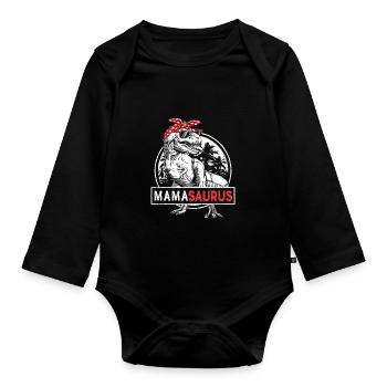 Mama Sauraus Dino Mamasaurus dinosaures Rex - Body Bébé bio manches longues - noir - Devant