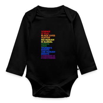 Gay Pride Science Is Real Black Lives Matter Love - Body Bébé bio manches longues - noir - Devant