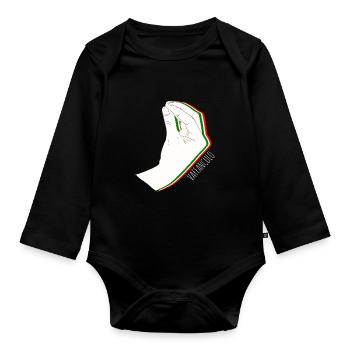 Vaffanculo Hand Geste Italien Italiener - Baby Bio-Langarm-Body - Schwarz - Vorne