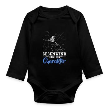 Gegenwind formt den Charakter Rad Mountain-Bike - Baby Bio-Langarm-Body - Schwarz - Vorne