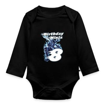 Birthday Ninja - 8e anniversaire cadeau pour - Body Bébé bio manches longues - noir - Devant