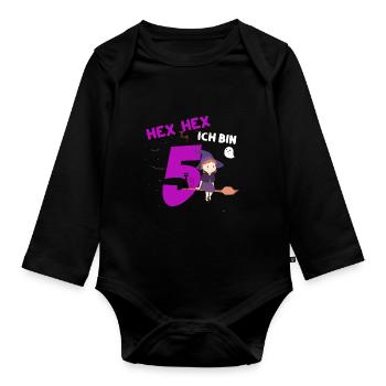 HEX-HEX Ich bin 5 - Mädchen 5. Geburtstag - - Baby Bio-Langarm-Body - Schwarz - Vorne