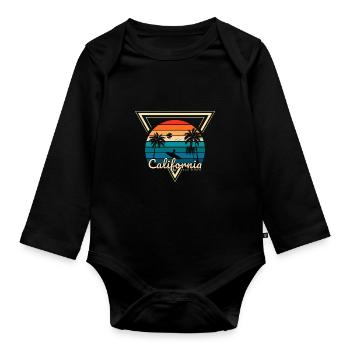 San Diego CA California Van Life Surfer USA - Baby Bio-Langarm-Body - Schwarz - Vorne