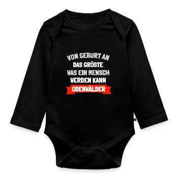 In Hessen ist der Odenwald meine Heimat - Baby Bio-Langarm-Body - Schwarz - Vorne