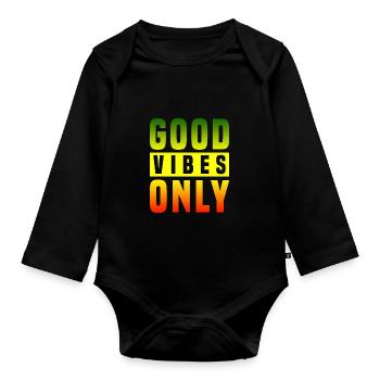 Good Vibes Only Rasta Reggae Roots - Baby Bio-Langarm-Body - Schwarz - Vorne