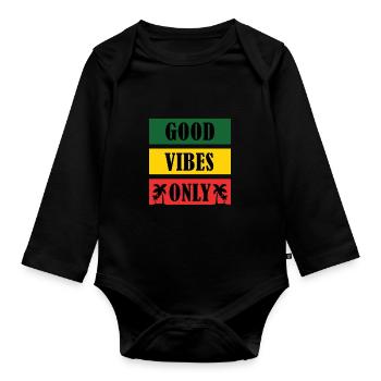 Good Vibes Only Rasta Reggae Roots - Body Bébé bio manches longues - noir - Devant