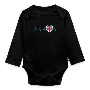 Pulse Heart Gift Sardinia Sardegna Italy - Organic Longsleeve Baby Bodysuit - black - Front