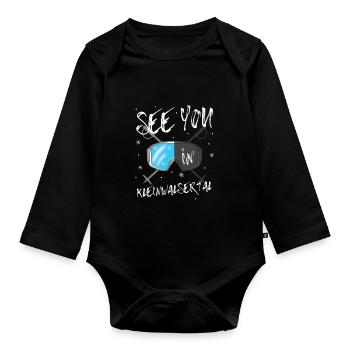 Kleinwalsertal Snowboarden Wandern und Ski fahren - Baby Bio-Langarm-Body - Schwarz - Vorne