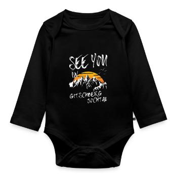 Gitschberg Jochtal snowboarding Skiing hiking - Organic Longsleeve Baby Bodysuit - black - Front