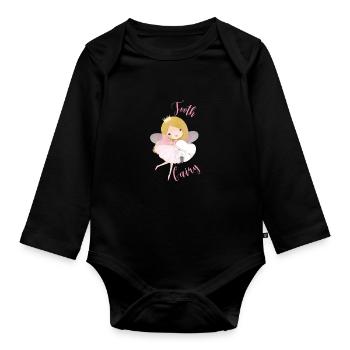 Fée des dents Petite Princesse Dents Ailes Couronne - Body Bébé bio manches longues - noir - Devant