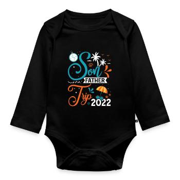 Father Son Trip 2022 Summer Sun Beach Vacation - Organic Longsleeve Baby Bodysuit - black - Front
