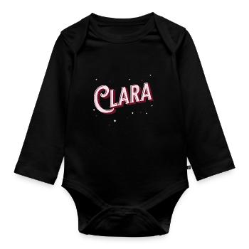 Noms Clara personnalisés - Body Bébé bio manches longues - noir - Devant