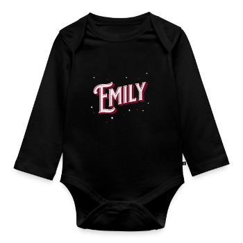 Emily names personalized - Organic Longsleeve Baby Bodysuit - black - Front