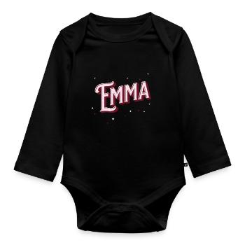 Noms Emma personnalisés - Body Bébé bio manches longues - noir - Devant