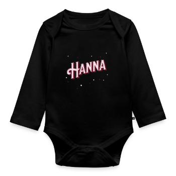 Hanna Namen personalisiert - Baby Bio-Langarm-Body - Schwarz - Vorne