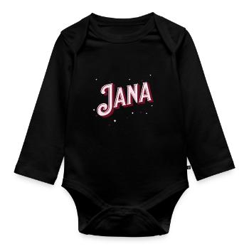 Jana Namen personalisiert - Baby Bio-Langarm-Body - Schwarz - Vorne