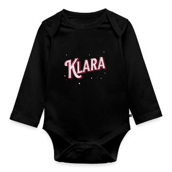 Nom Klara personnalisé - Body Bébé bio manches longues - noir - Devant