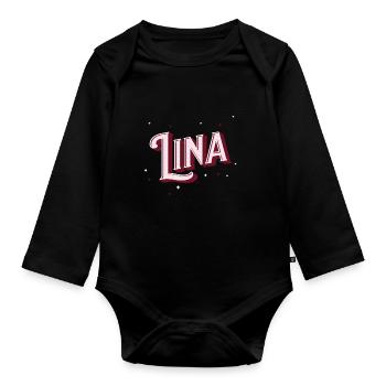 Nom de Lina personnalisé - Body Bébé bio manches longues - noir - Devant