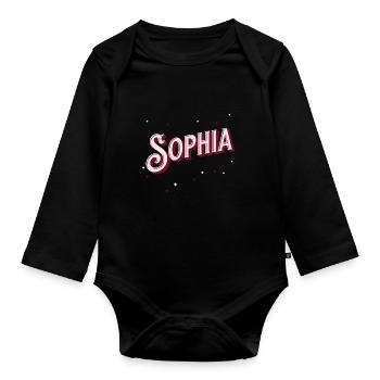 Sophia Name Personalized - Organic Longsleeve Baby Bodysuit - black - Front