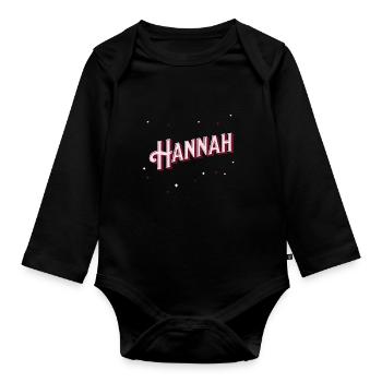 Hannah Namen personalisiert - Baby Bio-Langarm-Body - Schwarz - Vorne