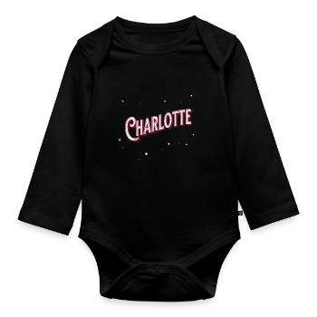 Charlotte names personalized - Organic Longsleeve Baby Bodysuit - black - Front