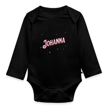 Johanna name personalized - Organic Longsleeve Baby Bodysuit - black - Front