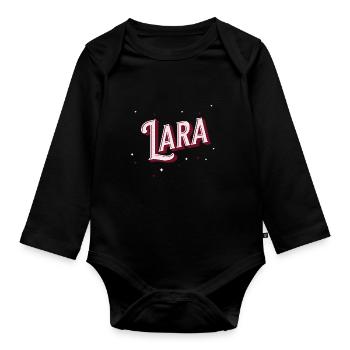 Nom Lara personnalisé - Body Bébé bio manches longues - noir - Devant