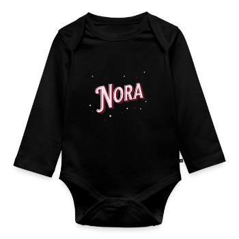 Nora Namen personalisiert - Baby Bio-Langarm-Body - Schwarz - Vorne