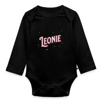 Leonie name personalized - Organic Longsleeve Baby Bodysuit - black - Front