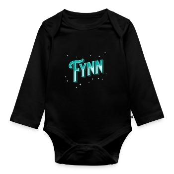 Fynn Namen personalisiert - Baby Bio-Langarm-Body - Schwarz - Vorne