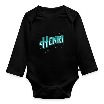 Henri Namen personalisiert - Baby Bio-Langarm-Body - Schwarz - Vorne