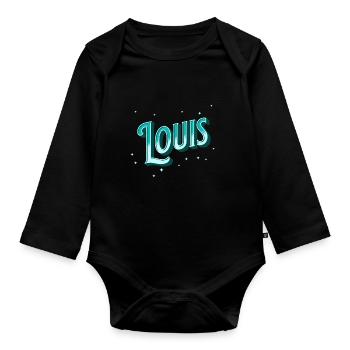 Louis name personalized - Organic Longsleeve Baby Bodysuit - black - Front