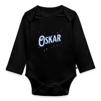 Oskar Namen personalisiert - Baby Bio-Langarm-Body - Schwarz - Vorne