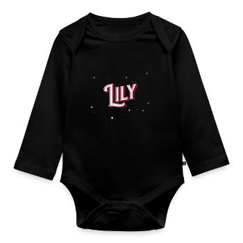 Lily name personalized - Organic Longsleeve Baby Bodysuit - black - Front