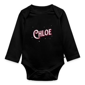 Chloe Namen personalisiert - Baby Bio-Langarm-Body - Schwarz - Vorne